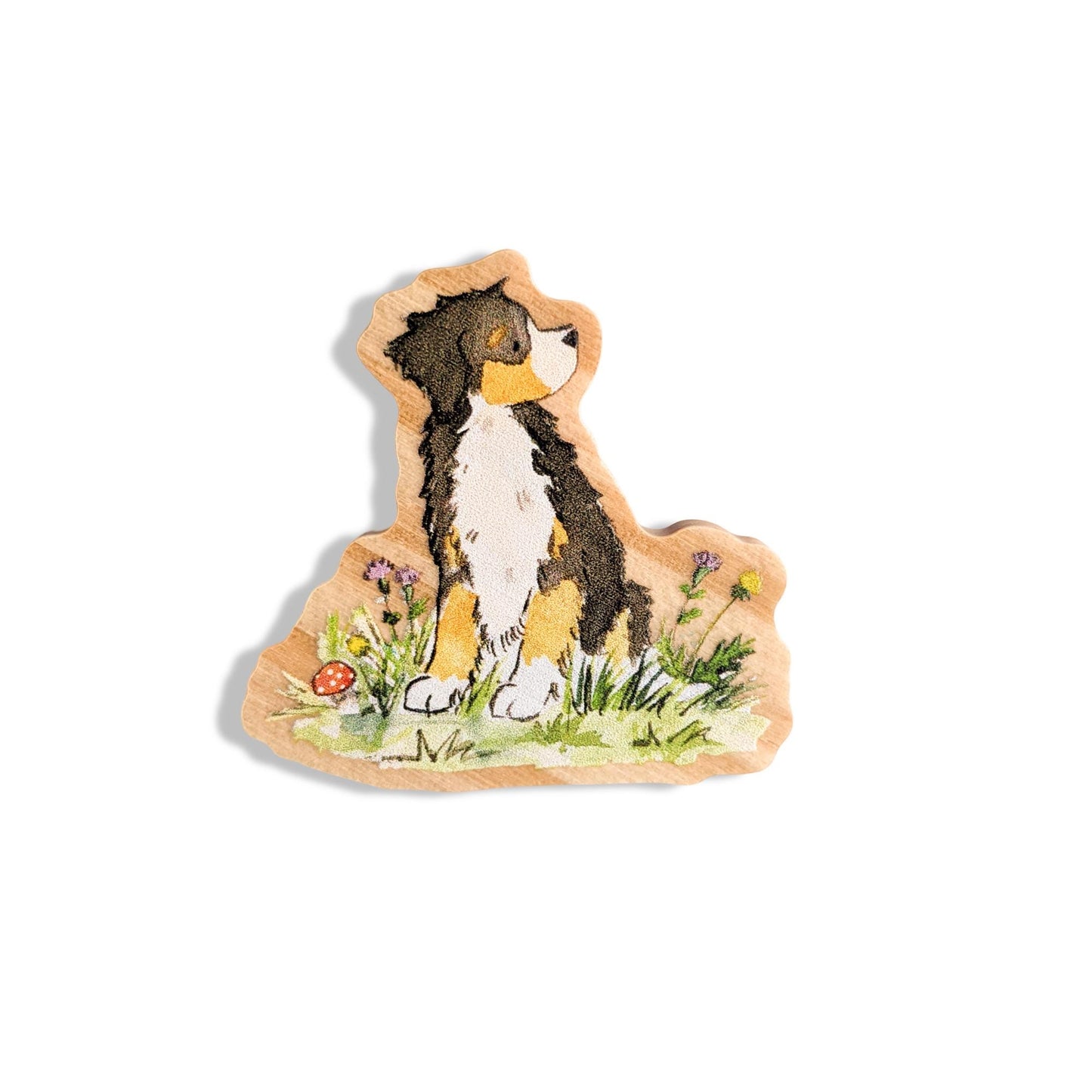 wooden bernese mountain dog pin