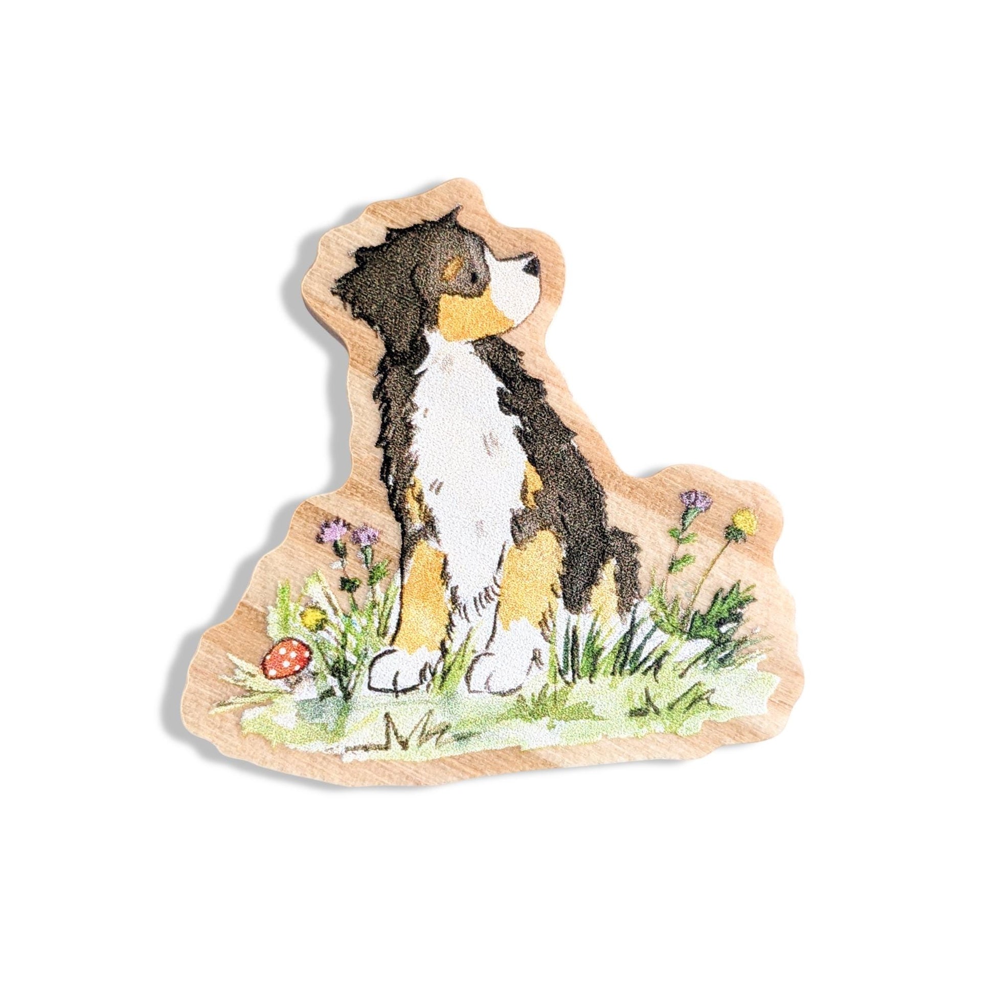 wooden bernese mountain dog pin