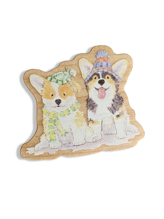 wooden corgi pin