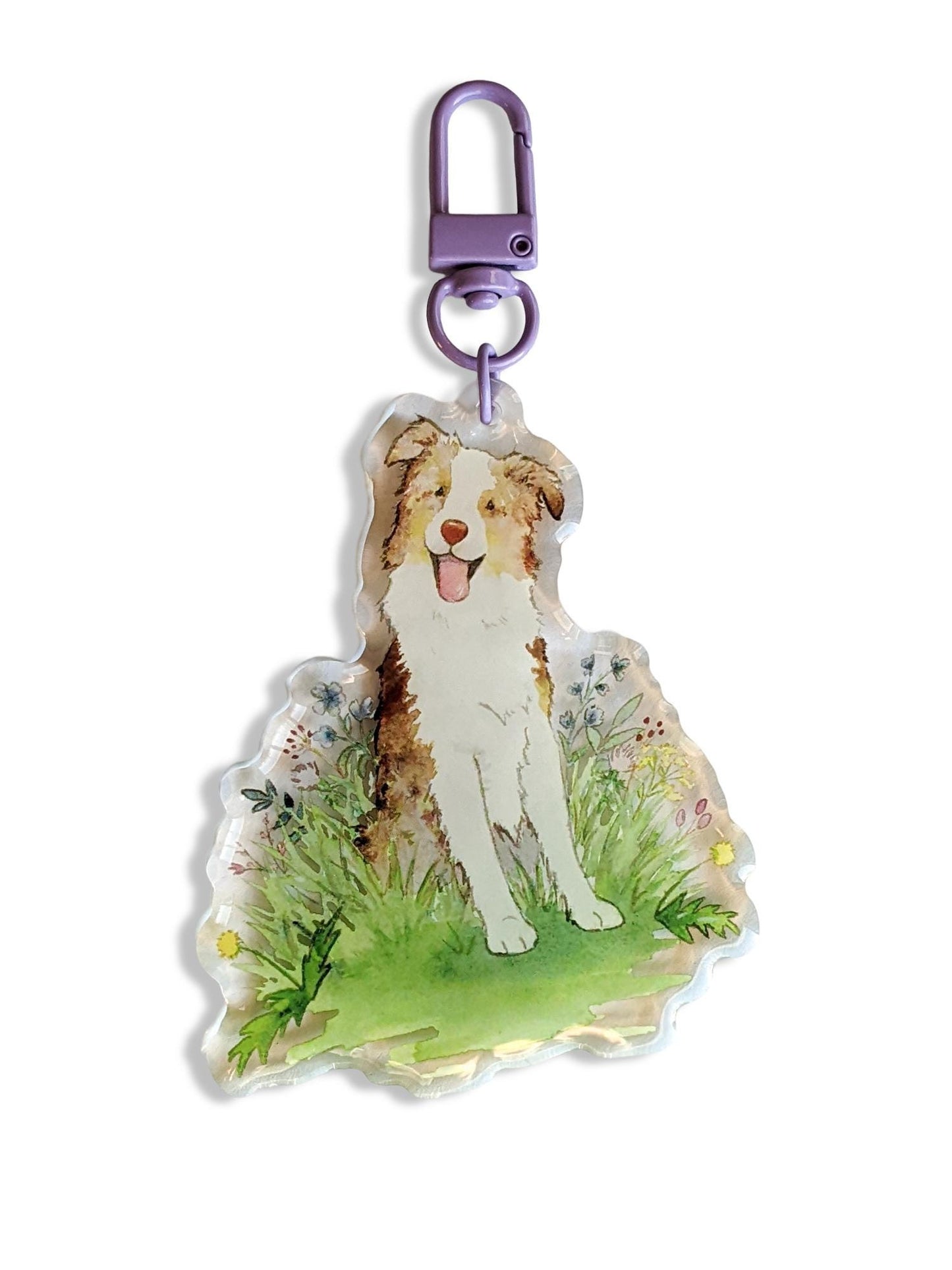 red merle aussie dog acrylic keychain