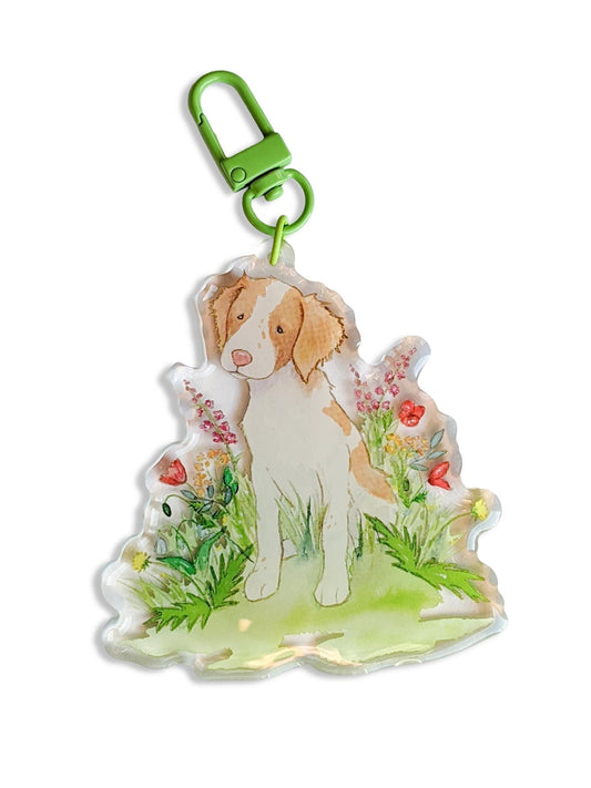 brittany spaniel acrylic keychain