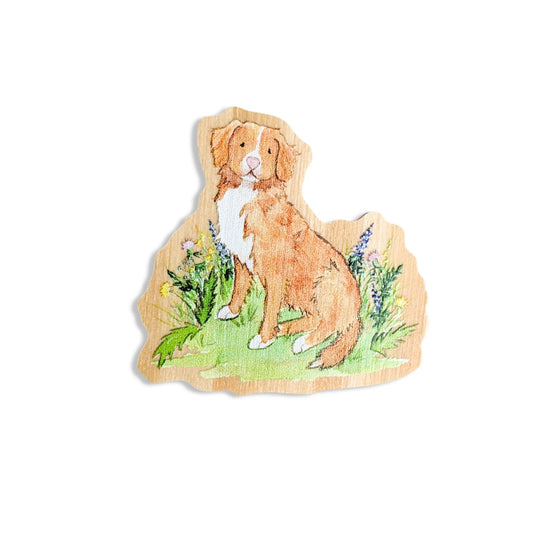 wooden toller dog pin