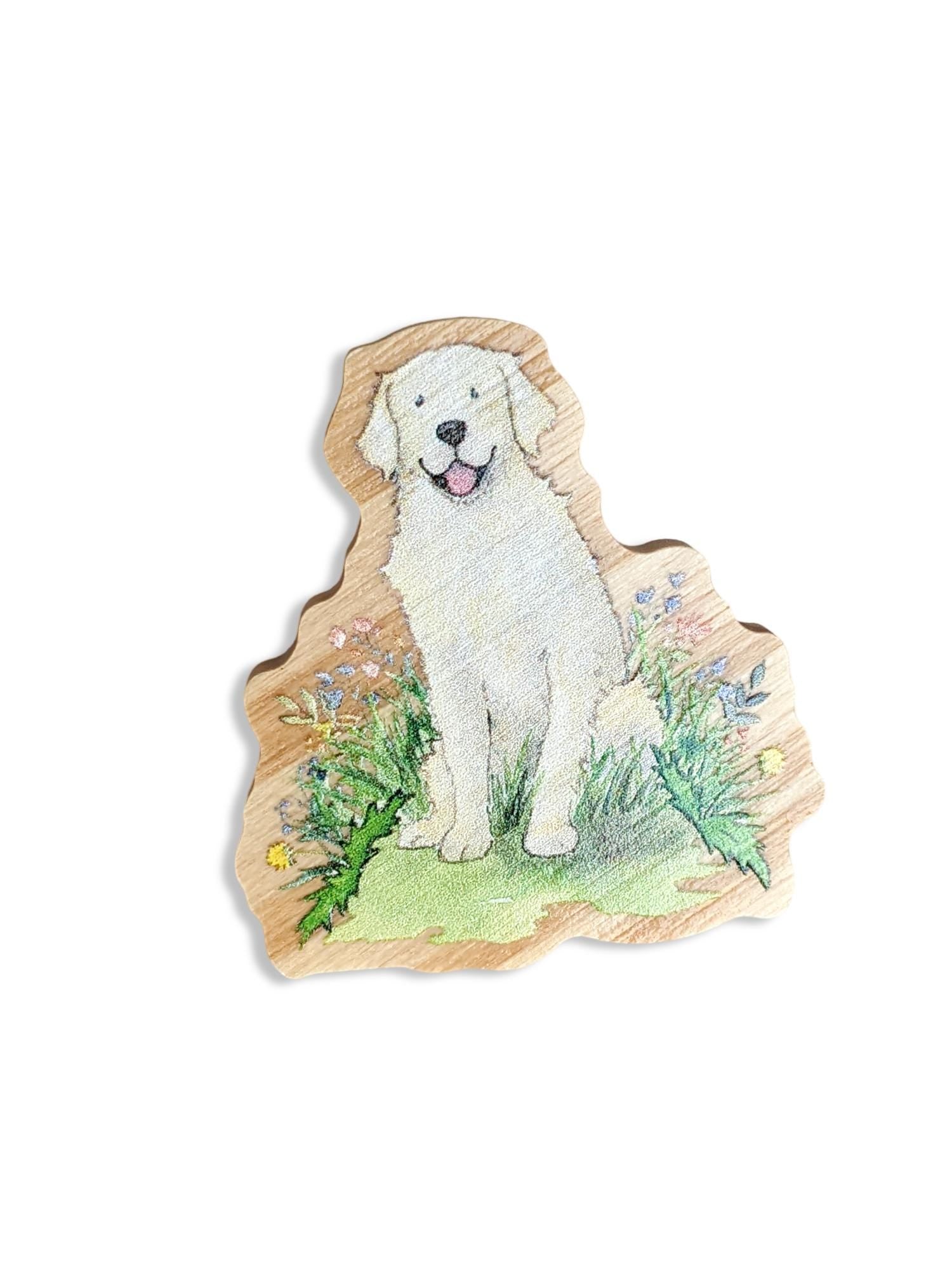 golden retriever wooden pin