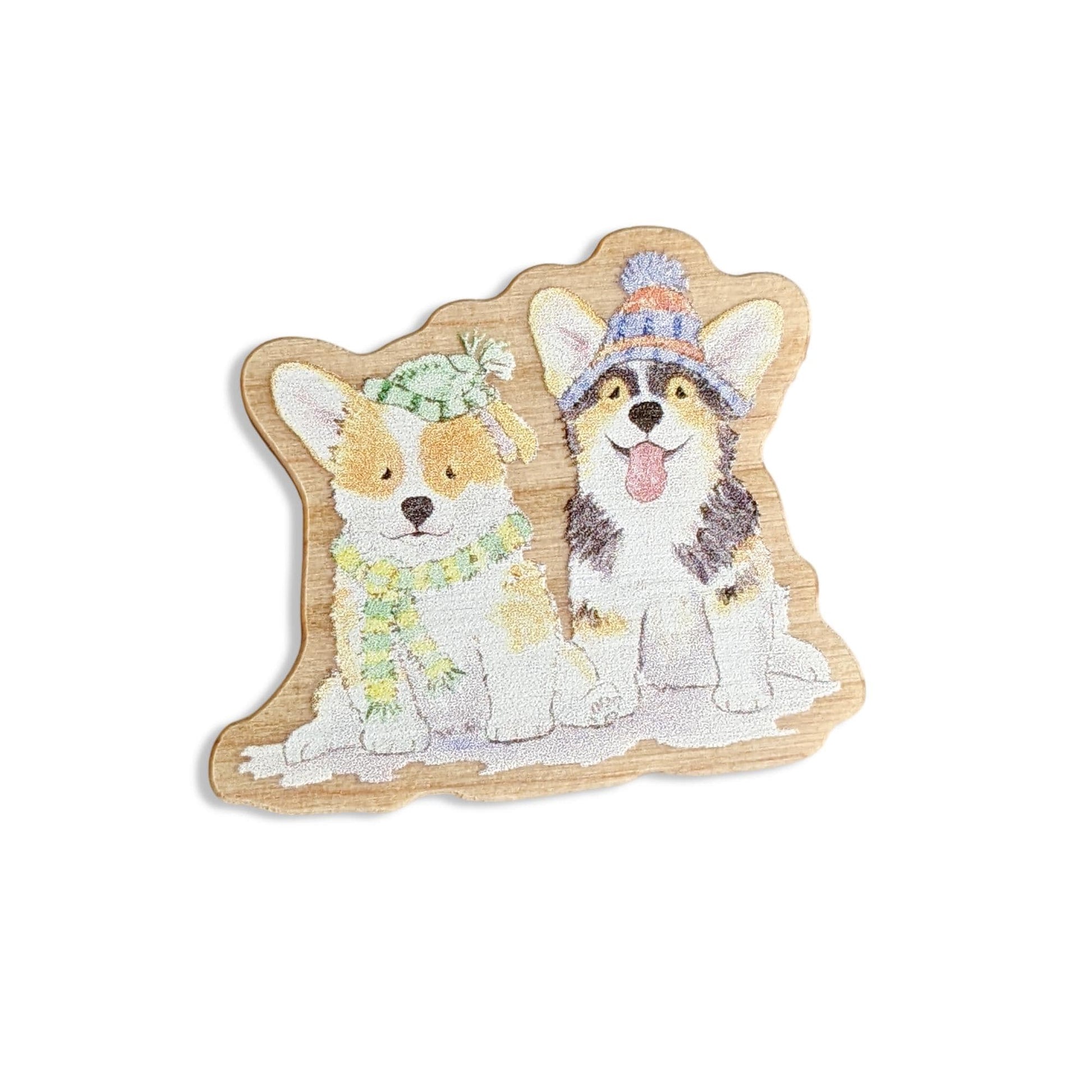 wooden corgi pin