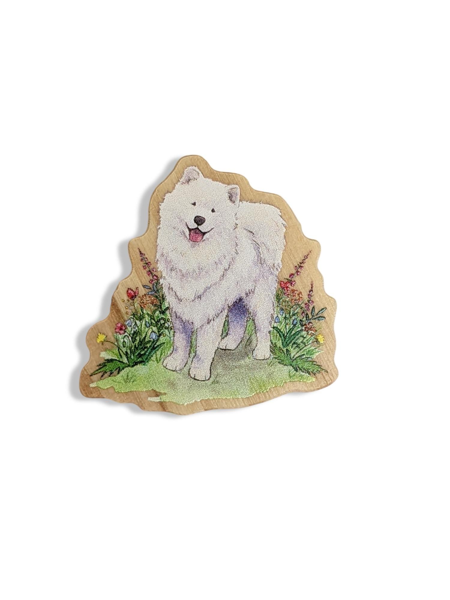 wooden samoyed pin