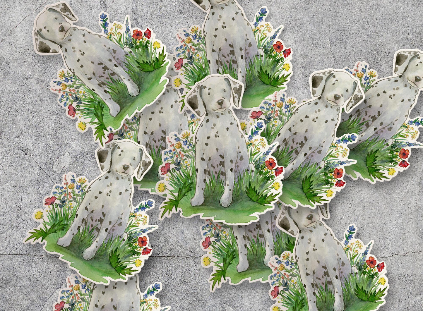 Dalmatian puppy with flowers sticker
