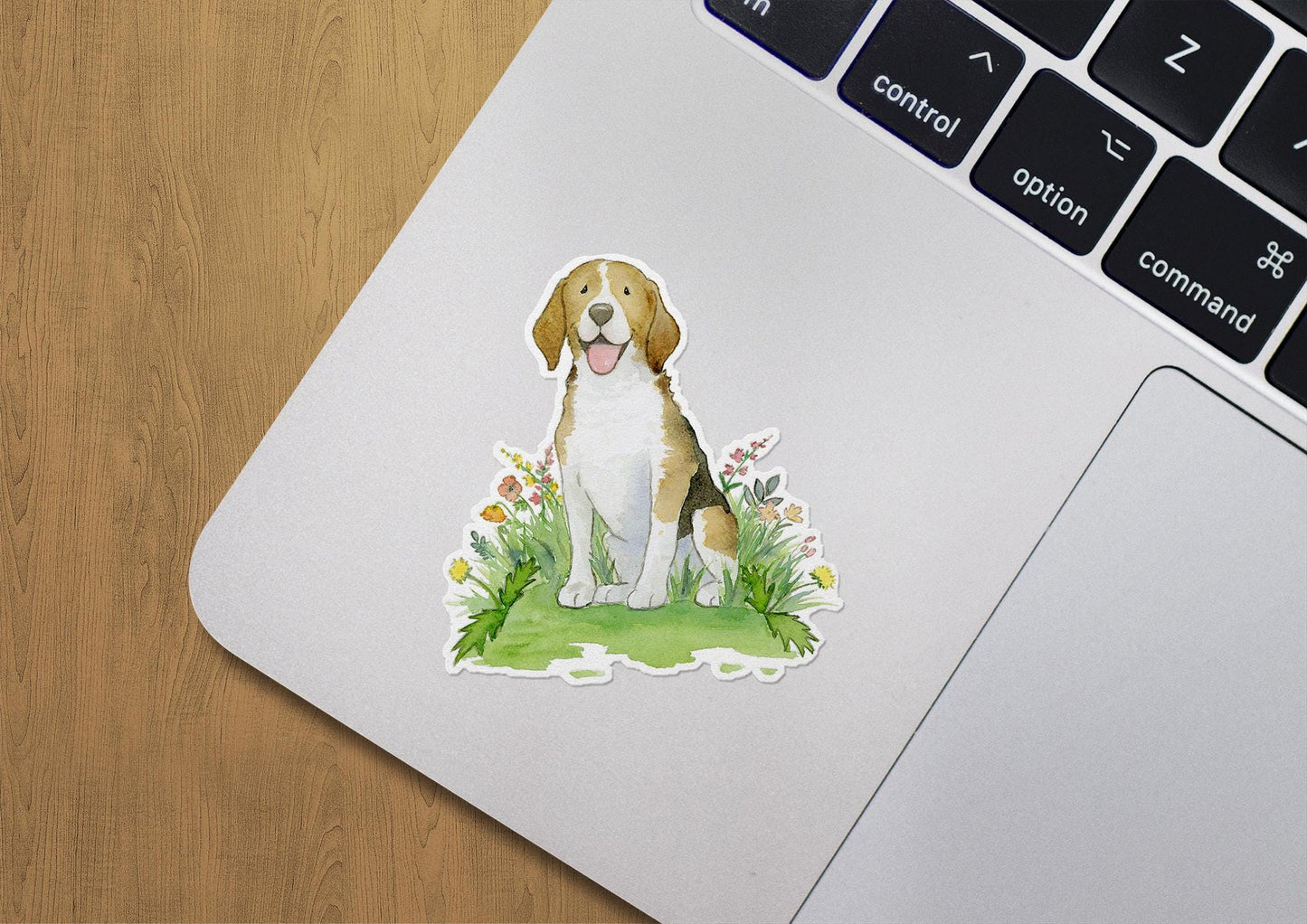 Beagle with flowers sticker