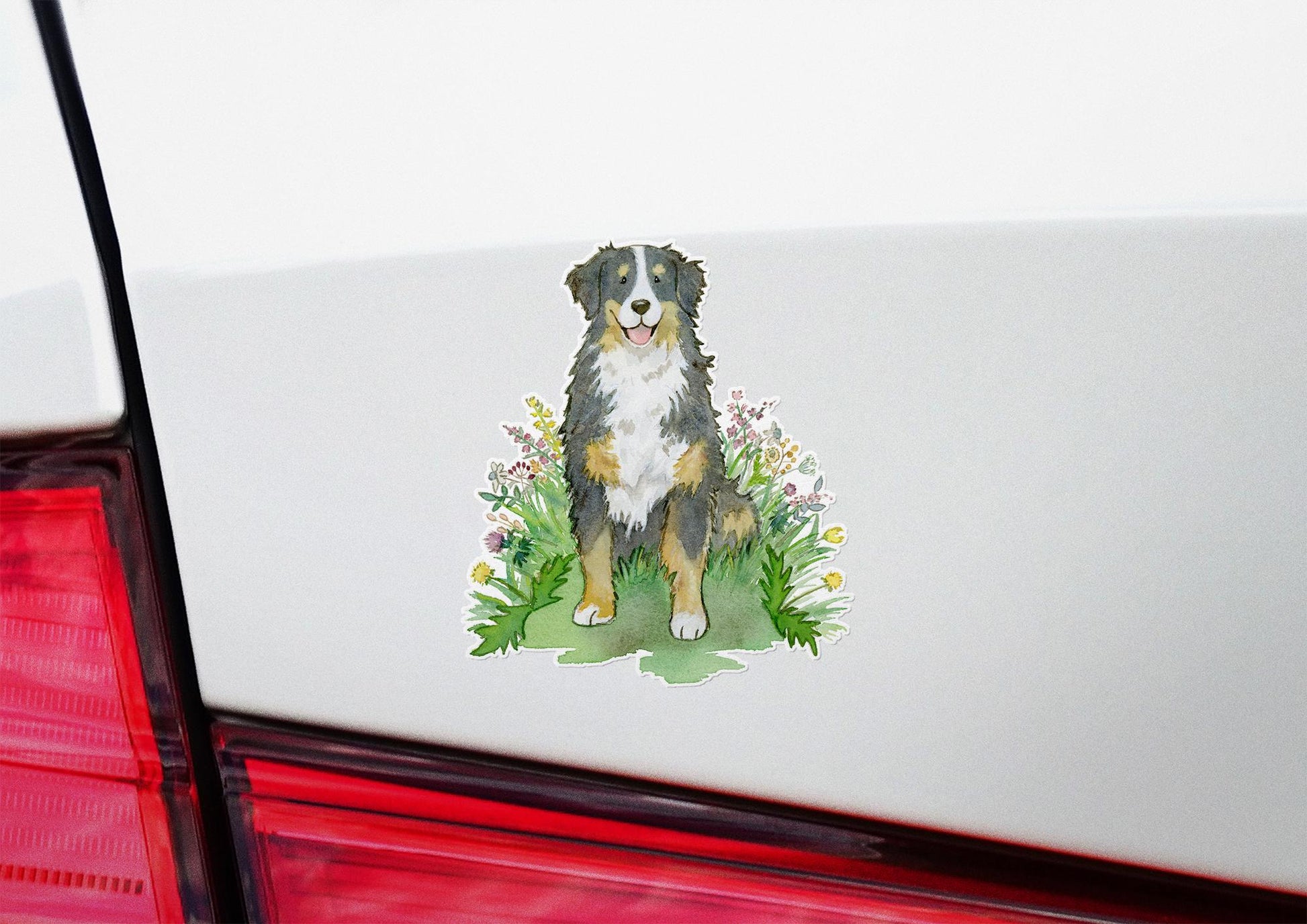 bernese mountain dog and flowers sticker