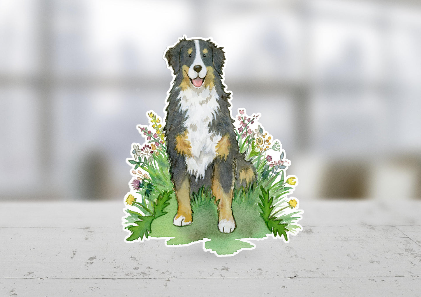 bernese mountain dog and flowers sticker