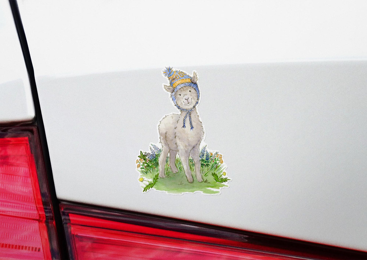 alpaca wearing a hat sticker