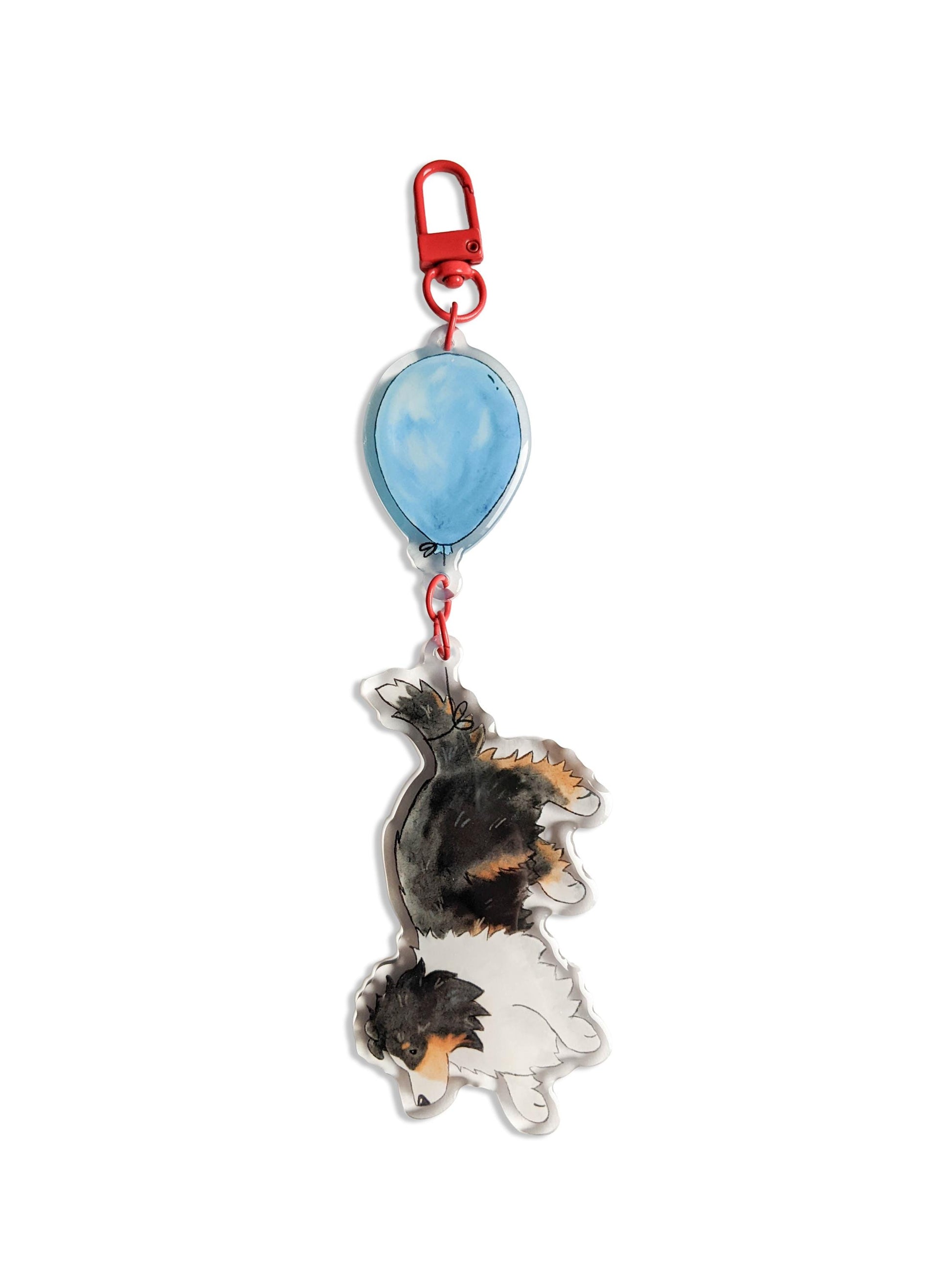 Acrylic Sheltie Keychain, Sheltie with Balloon, Gift for Sheltie Lover, Shetland Sheepdog Gift, Sheltie Gift, Dog Lover Gift, Sable, Merle