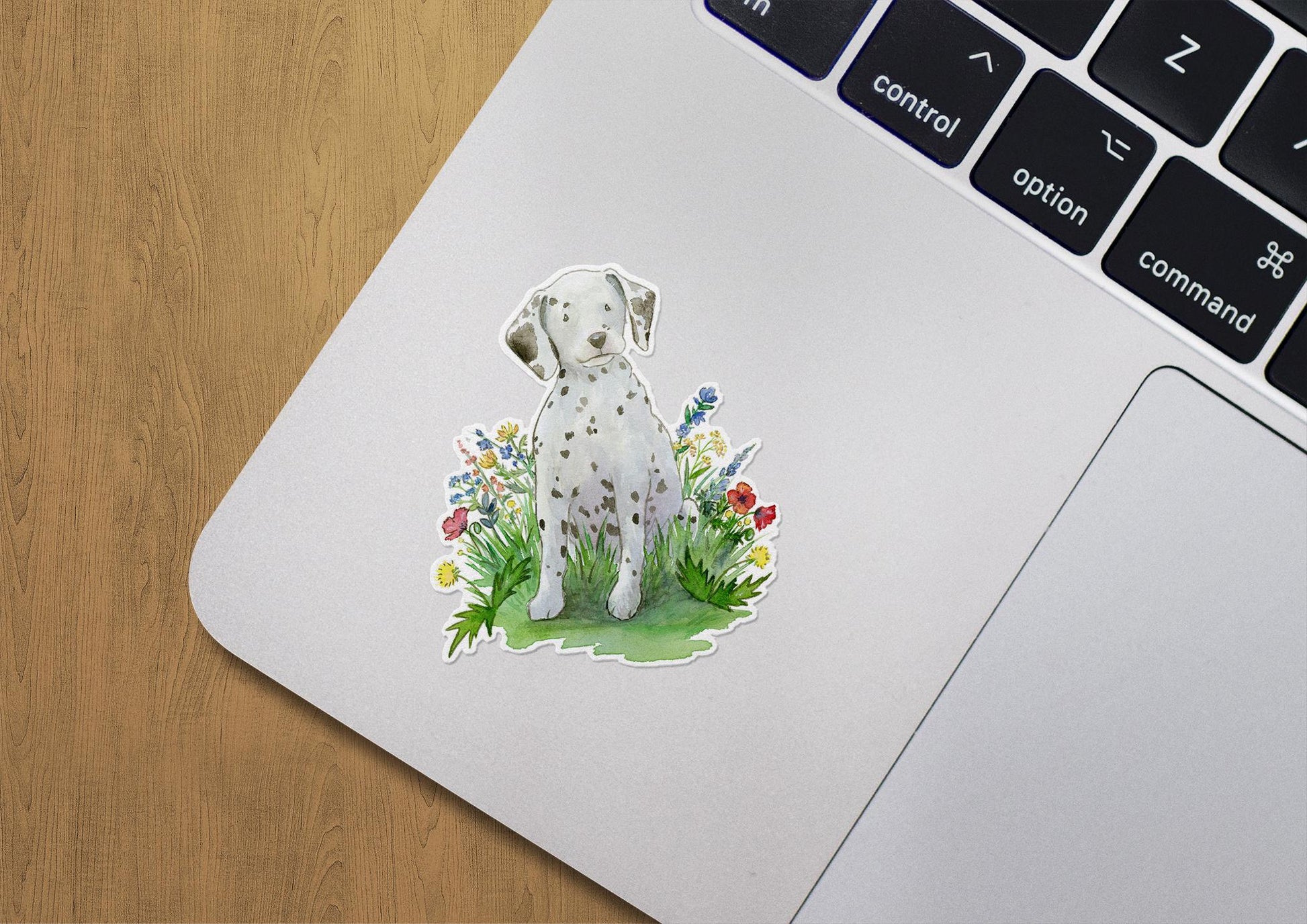 Dalmatian puppy with flowers sticker