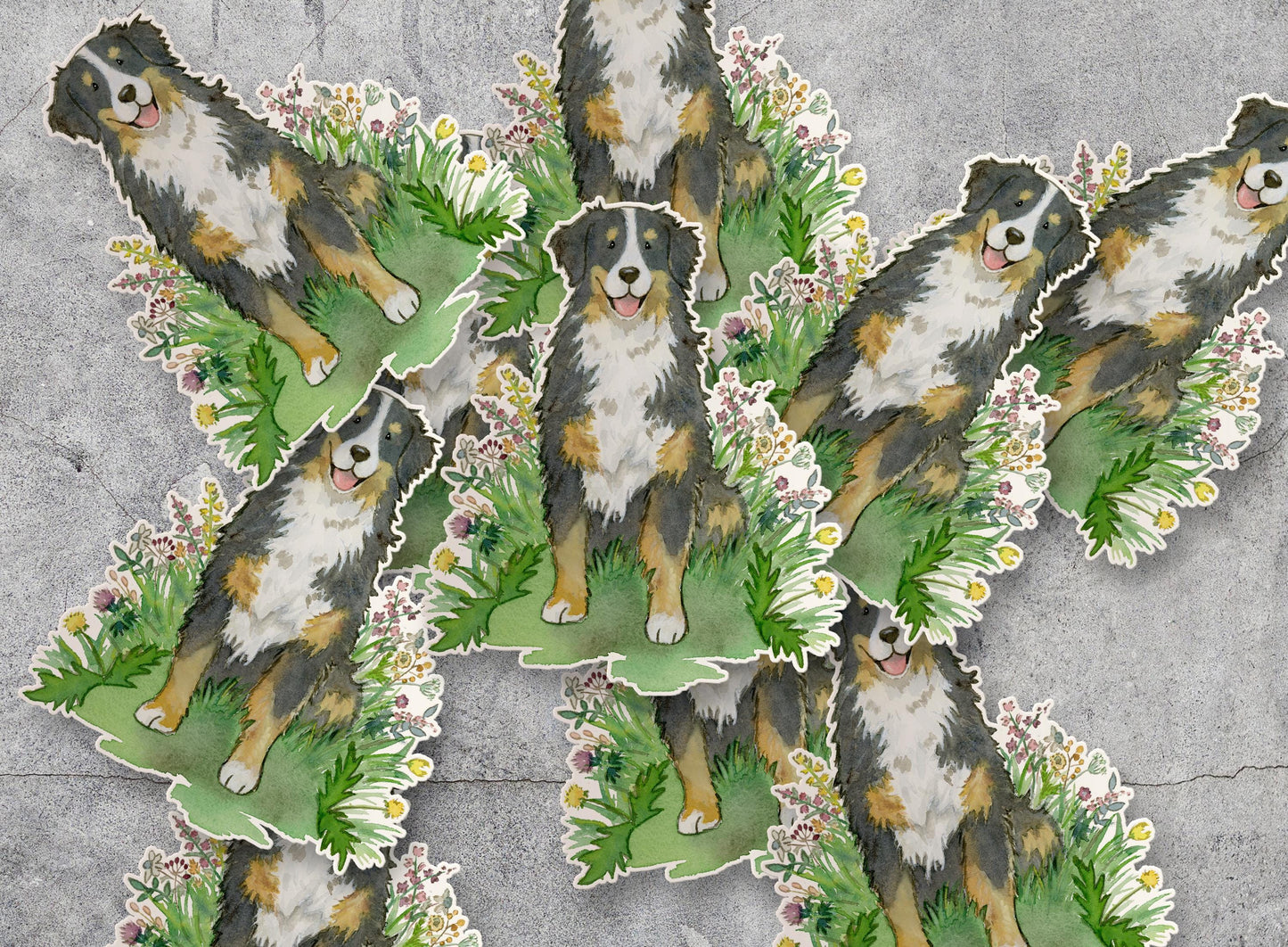 bernese mountain dog and flowers sticker