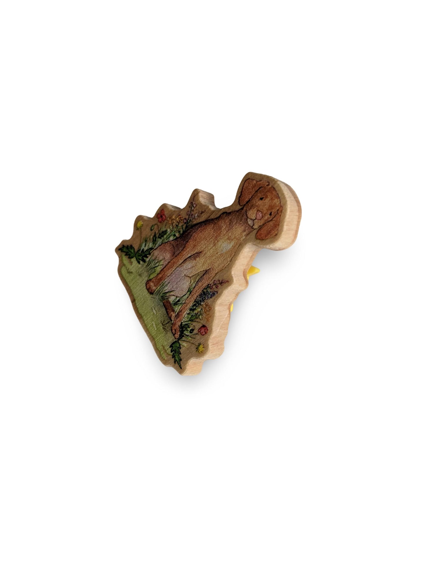 wooden vizsla dog lapel pin