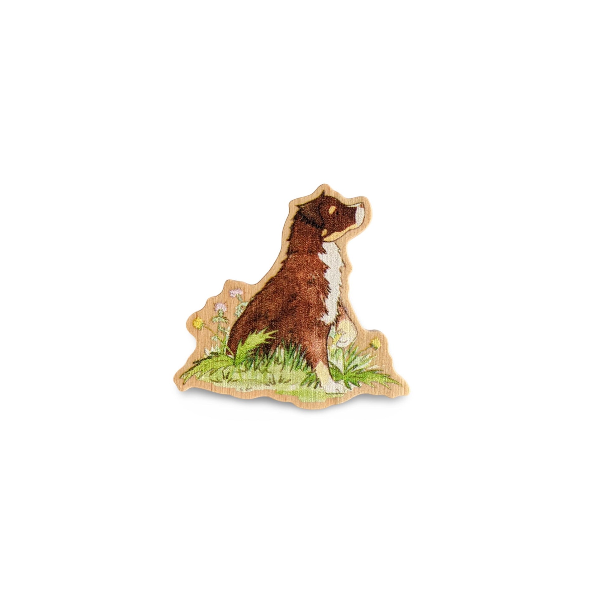 Wooden Aussie Pin, Aussie Lover Gift, Aussie Mom, Red Tri Aussie, Australian Shepherd, Dog Lover Gift, Stocking Stuffer, Easter Basket Gift