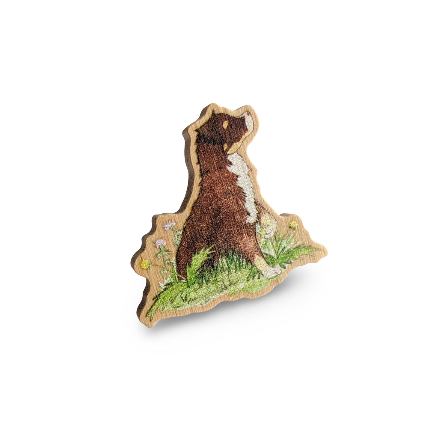 Wooden Aussie Pin, Aussie Lover Gift, Aussie Mom, Red Tri Aussie, Australian Shepherd, Dog Lover Gift, Stocking Stuffer, Easter Basket Gift