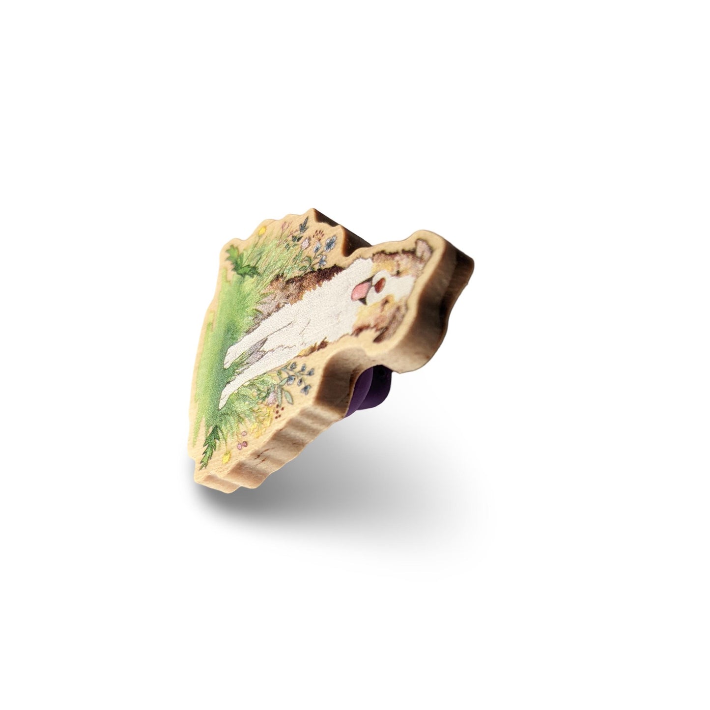 Red merle aussie wooden  lapel pin