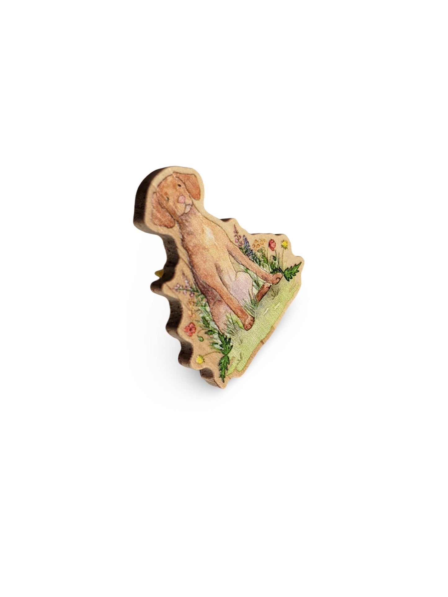 wooden vizsla dog lapel pin