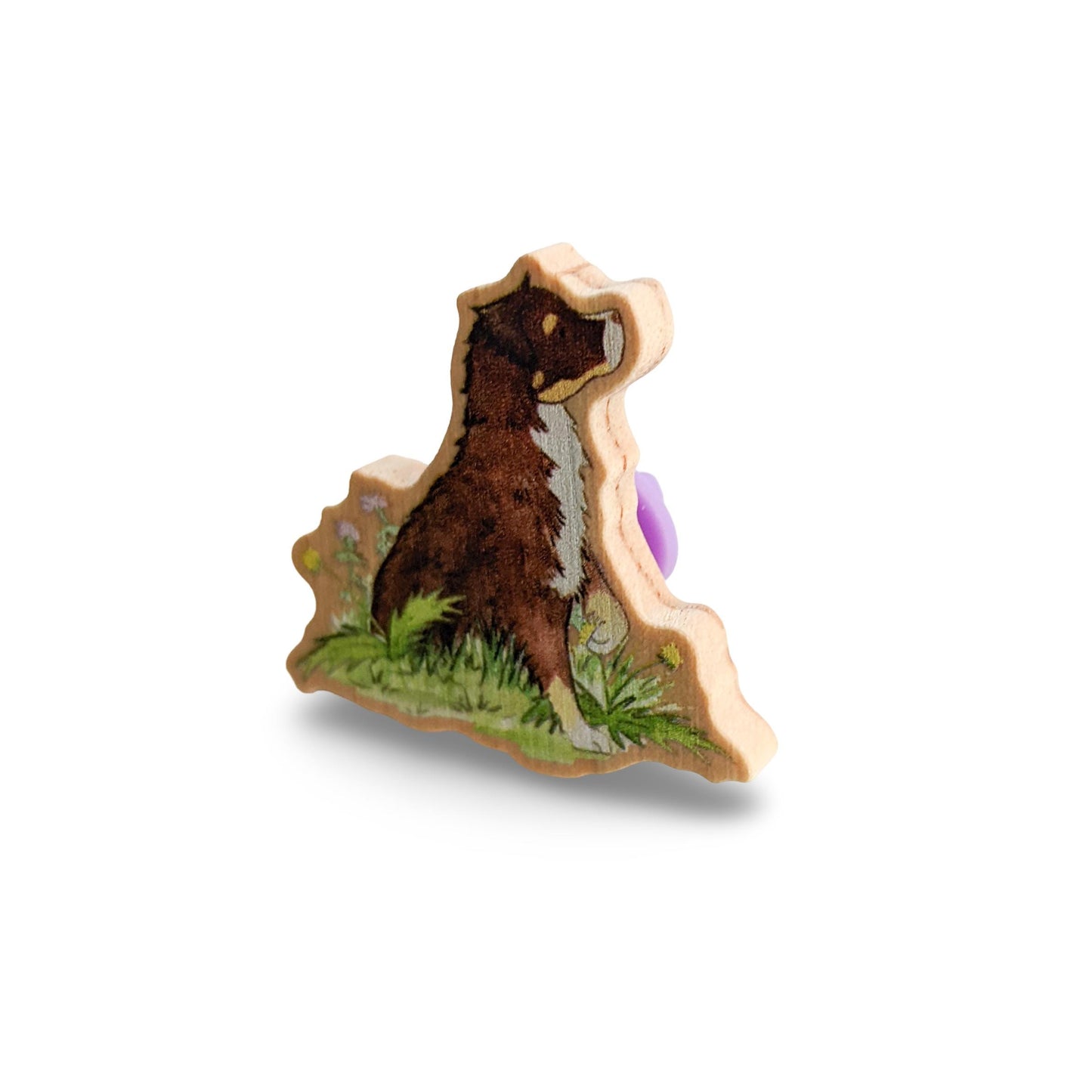 Wooden Aussie Pin, Aussie Lover Gift, Aussie Mom, Red Tri Aussie, Australian Shepherd, Dog Lover Gift, Stocking Stuffer, Easter Basket Gift
