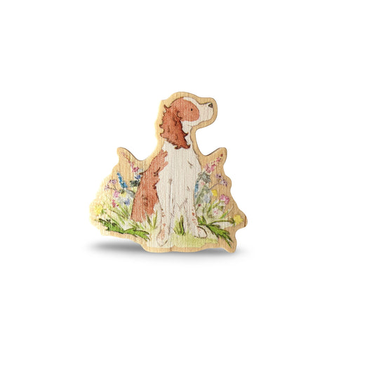 Wooden Springer Spaniel Pin, Spaniel Lover Gift, Springer Spaniel Mom, Spaniel Jewelry, Dog Lover Gift, Stocking Stuffer, Easter Basket Gift
