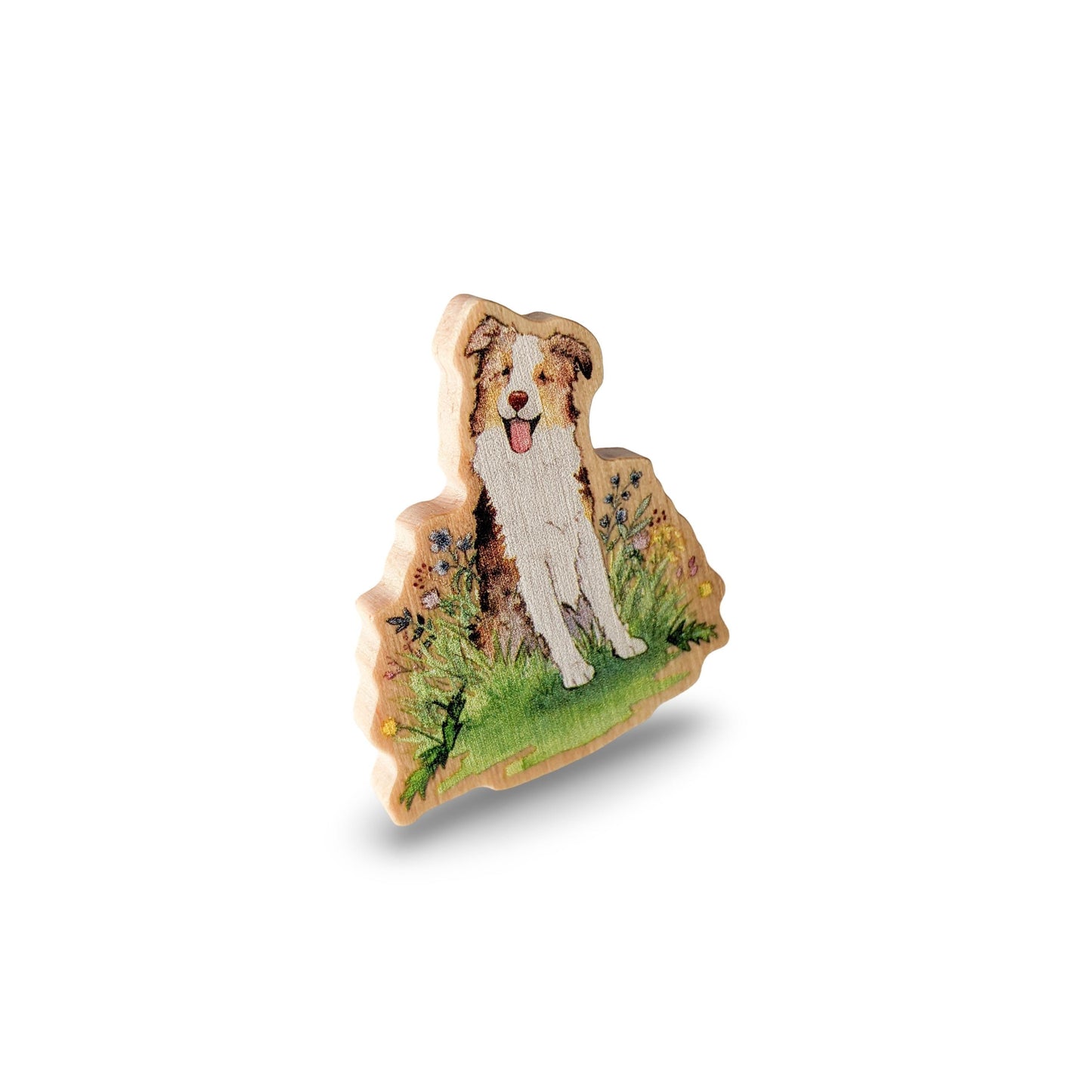 Red merle aussie wooden  lapel pin