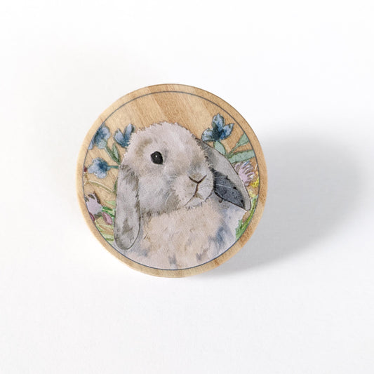 Wooden Holland Lop Pin, Blue Tort Holland Lop, Rabbit Lover Gift, Bunny Mom, Holland Lop Gift, Rabbit Pin, Bunny Gift, Stocking Stuffer