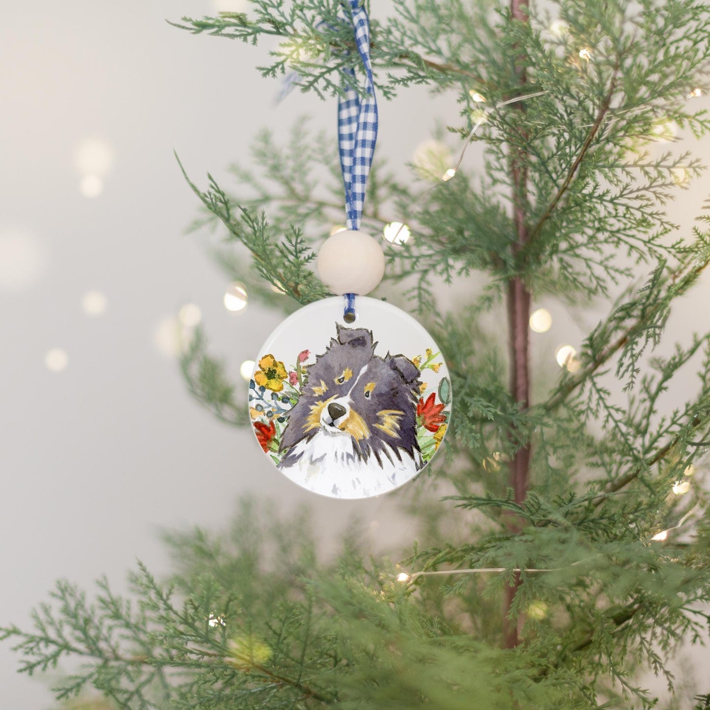 Tri Color Sheltie Ornament, Sheltie Gifts, Sheltie Christmas, Dog Name Ornament, Cute Dog Ornament, Dog Lover Gift, Personalized Ornament