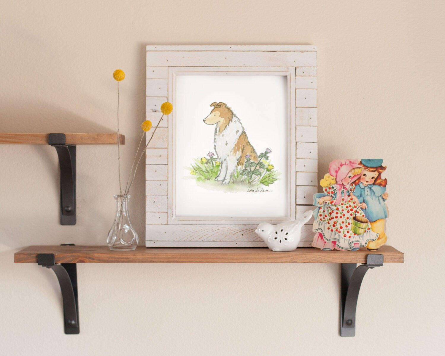 Watercolor Collie Art Print, Rough Collie Painting Print, Collie Gift