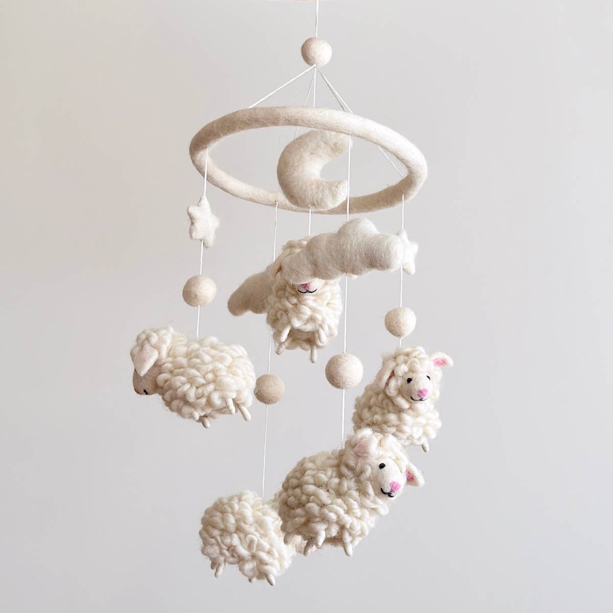 needle felted wool lamb mobile