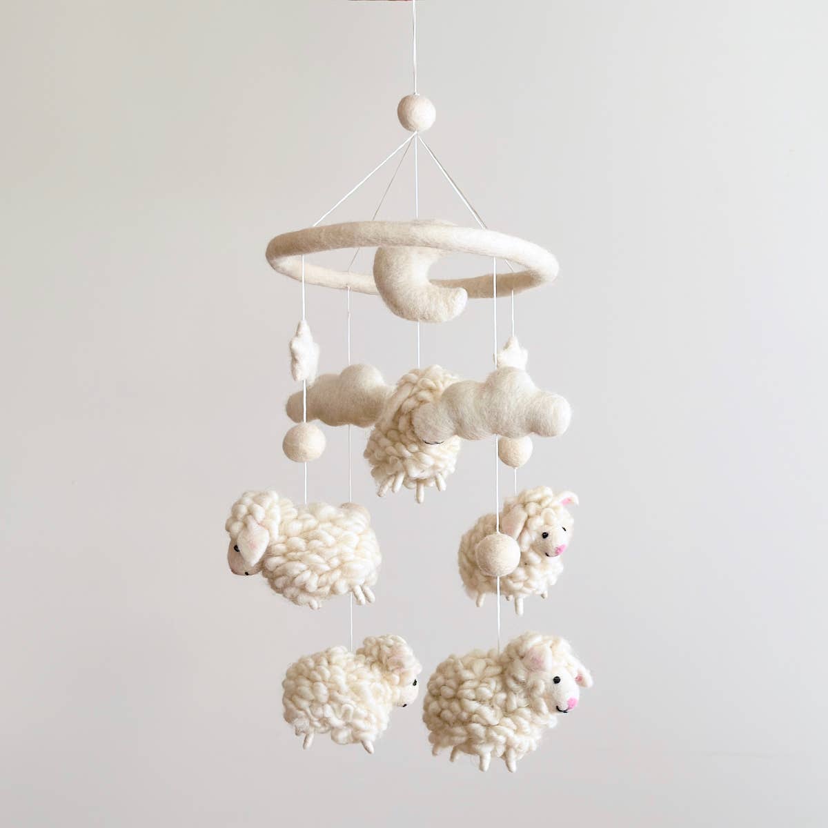 needle felted wool lamb mobile