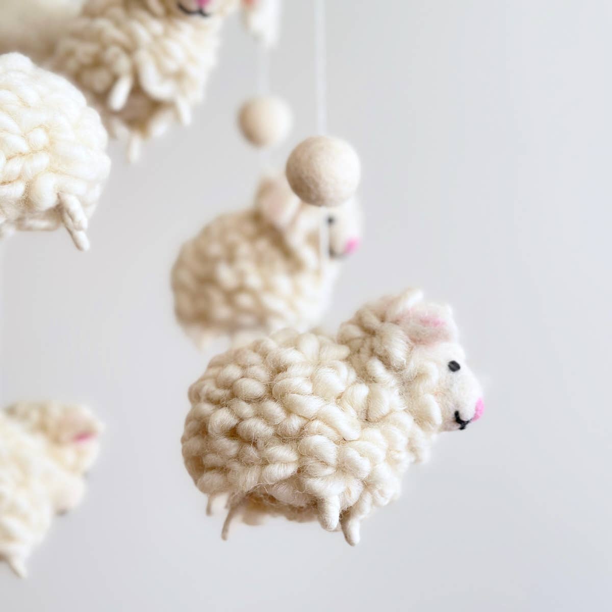 needle felted wool lamb mobile