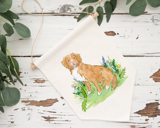Nova Scotia Duck tolling retriever on a cotton canvas banner wall hanging
