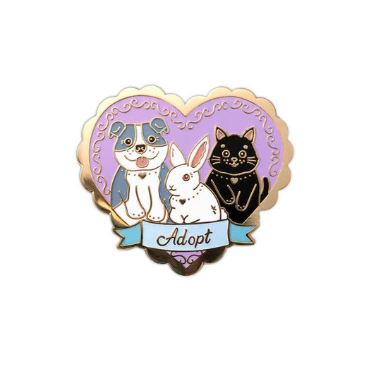 pet adoption enamel pin