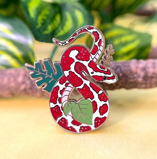 red and white enamel cornsnake pin