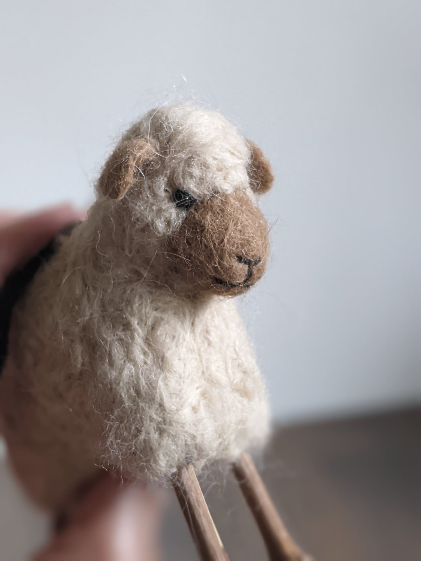 Needle Felted Stick Legs Sheep: Alpaca Ornament