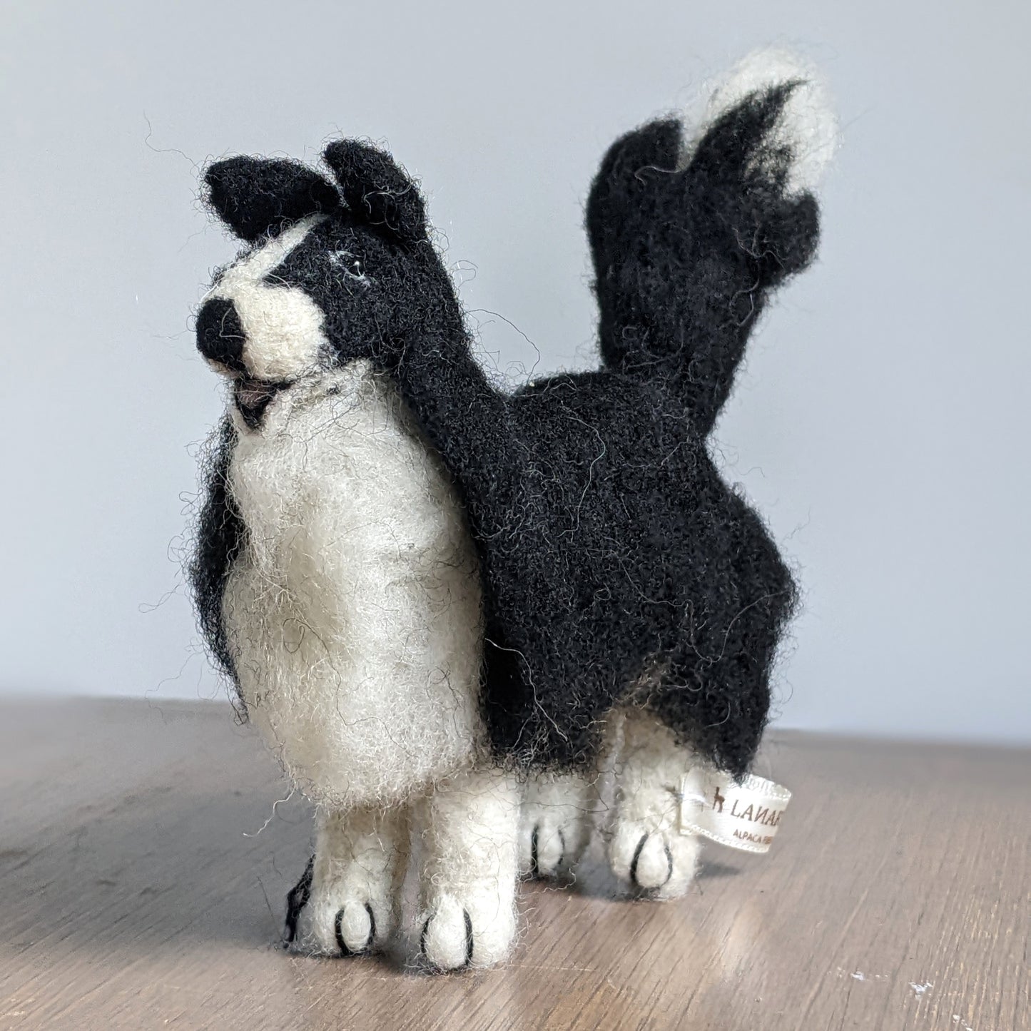 black and white needle felted wool border collie sheltie gift