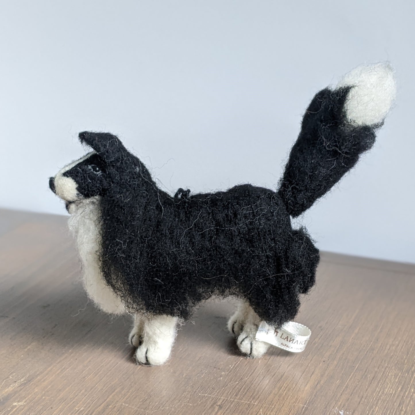 black and white needle felted wool border collie sheltie gift