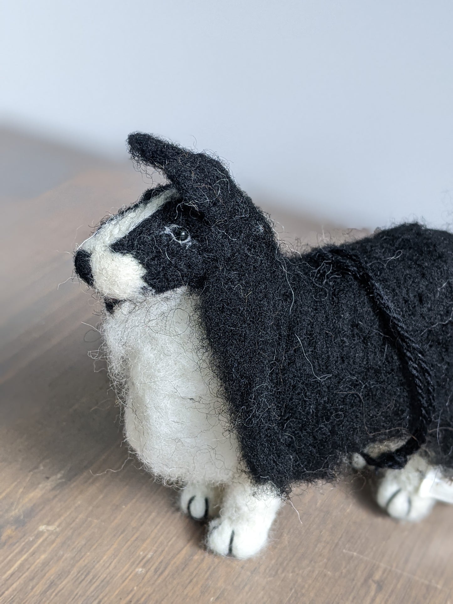 black and white needle felted wool border collie sheltie gift