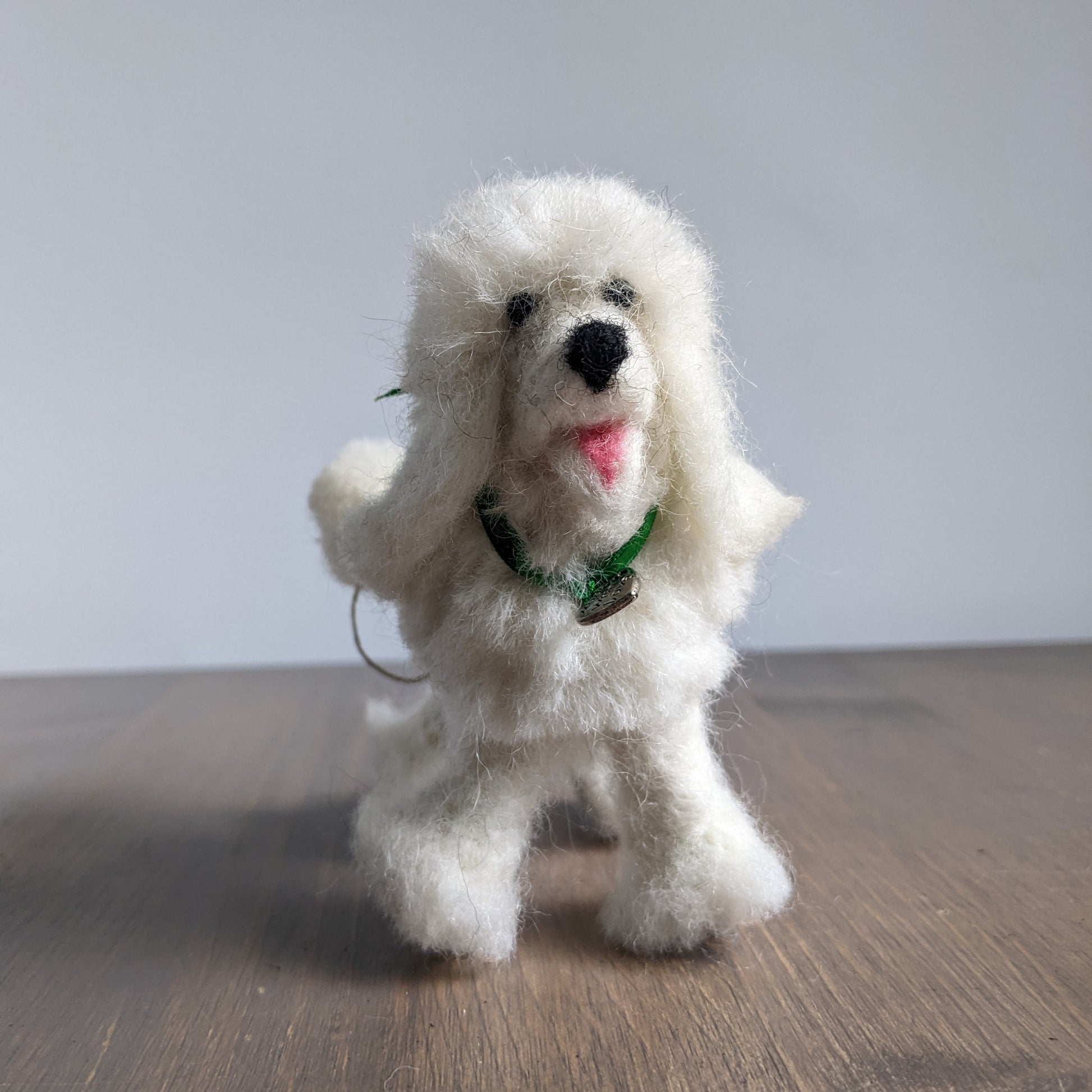 small white poodle handmade from needle felted wool