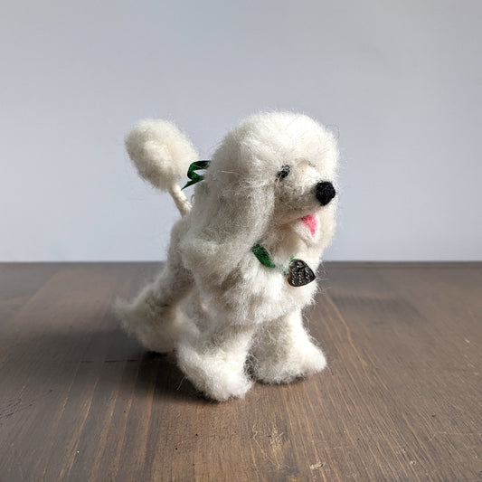 small white poodle handmade from needle felted wool