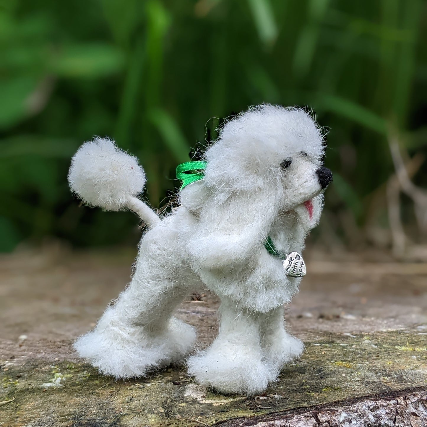 small white poodle handmade from needle felted wool