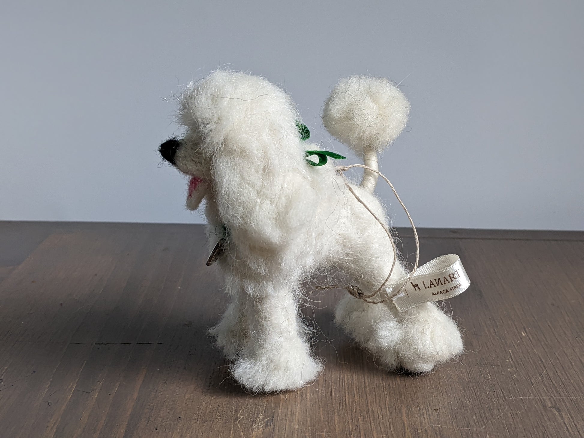 small white poodle handmade from needle felted wool