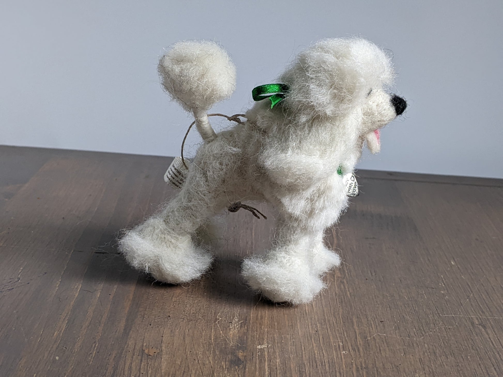 small white poodle handmade from needle felted wool