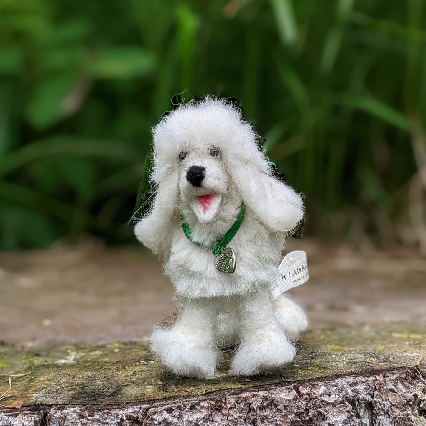 small white poodle handmade from needle felted wool