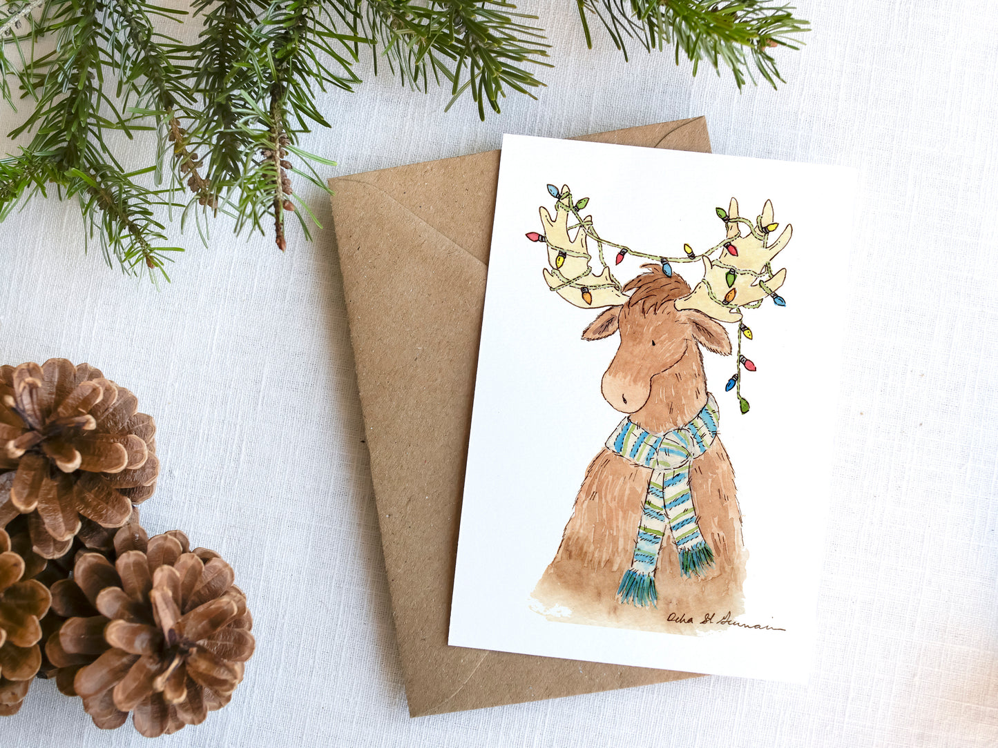 Merry Moose Christmas Cards, Alaskan Holiday Cards - Jasper and Ruby Art