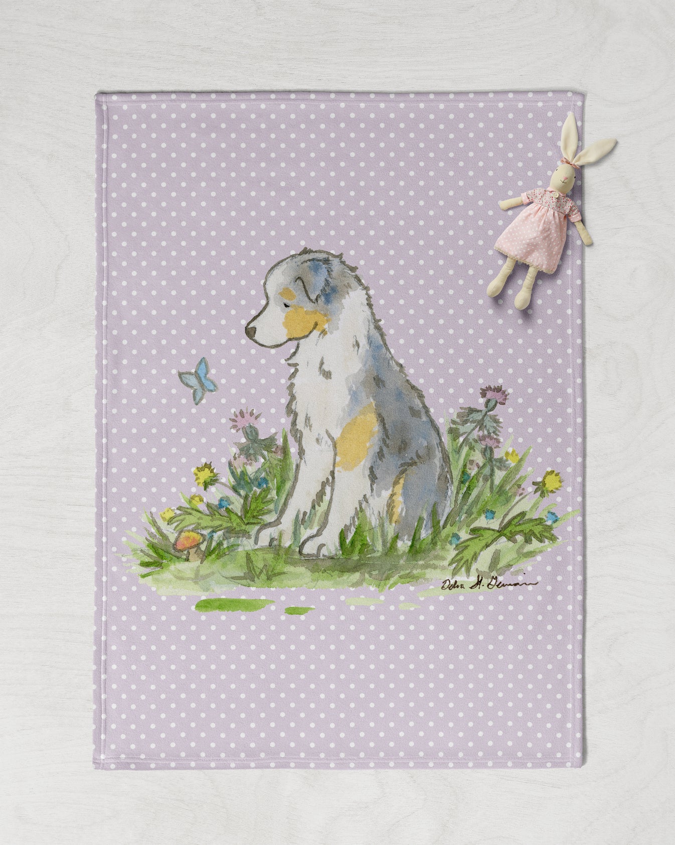 Australian Shepherd Baby Blanket, Blue Merle Aussie Blanket l Jasper A