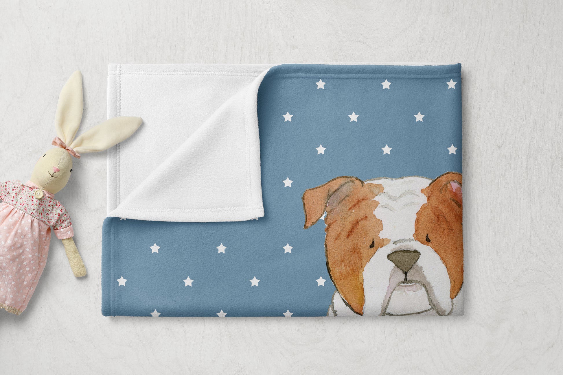 Bulldog Baby Blanket - Jasper and Ruby Art