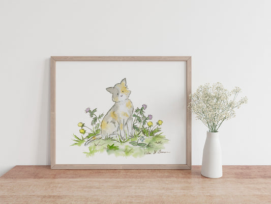Calico Cat Print, Watercolor Kitten Art, Gift for Cat Lovers, Cat Nursery Art