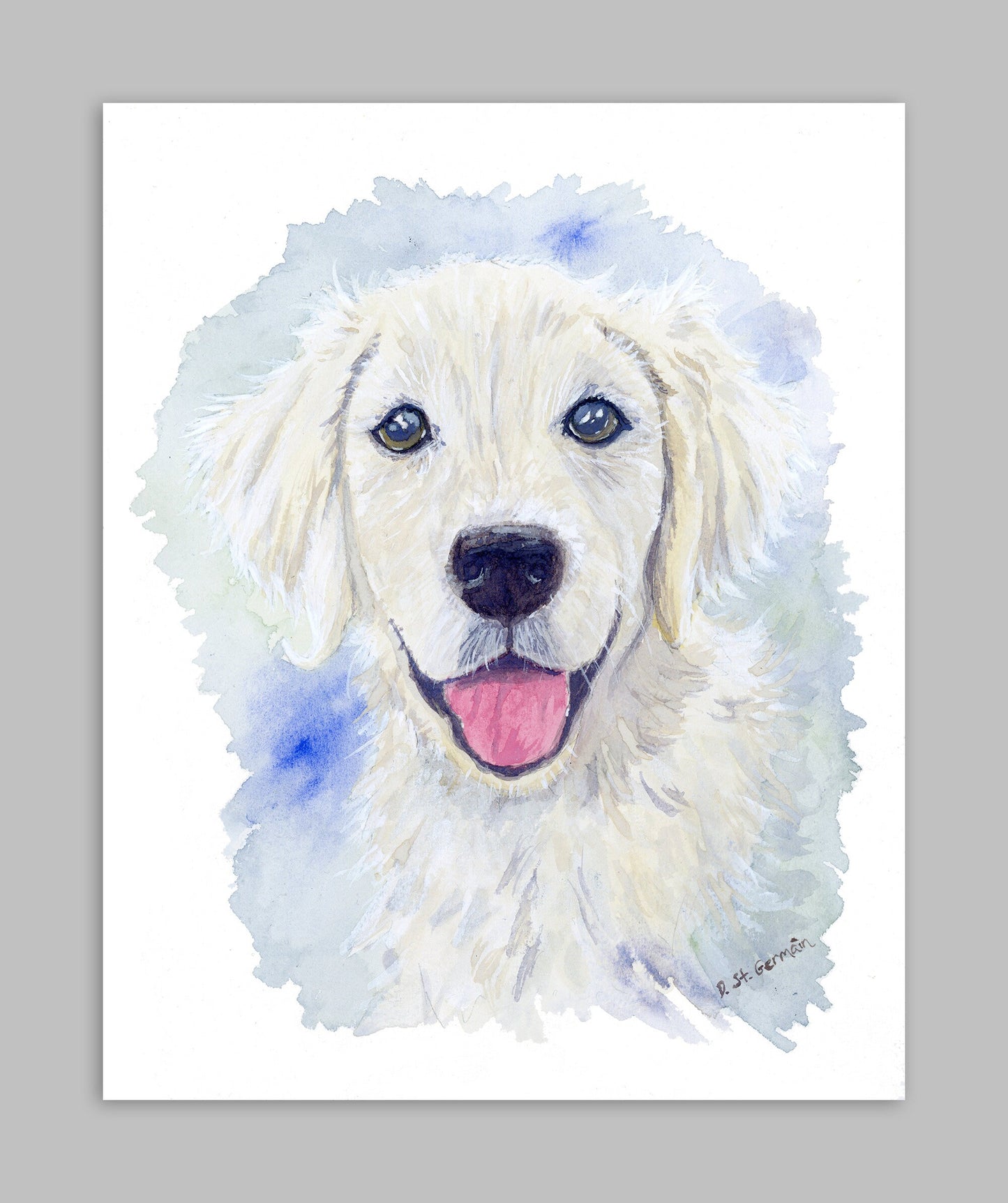 Cream Golden Retriever Puppy Art, Watercolor Print, English Cream Golden Retriever Gifts