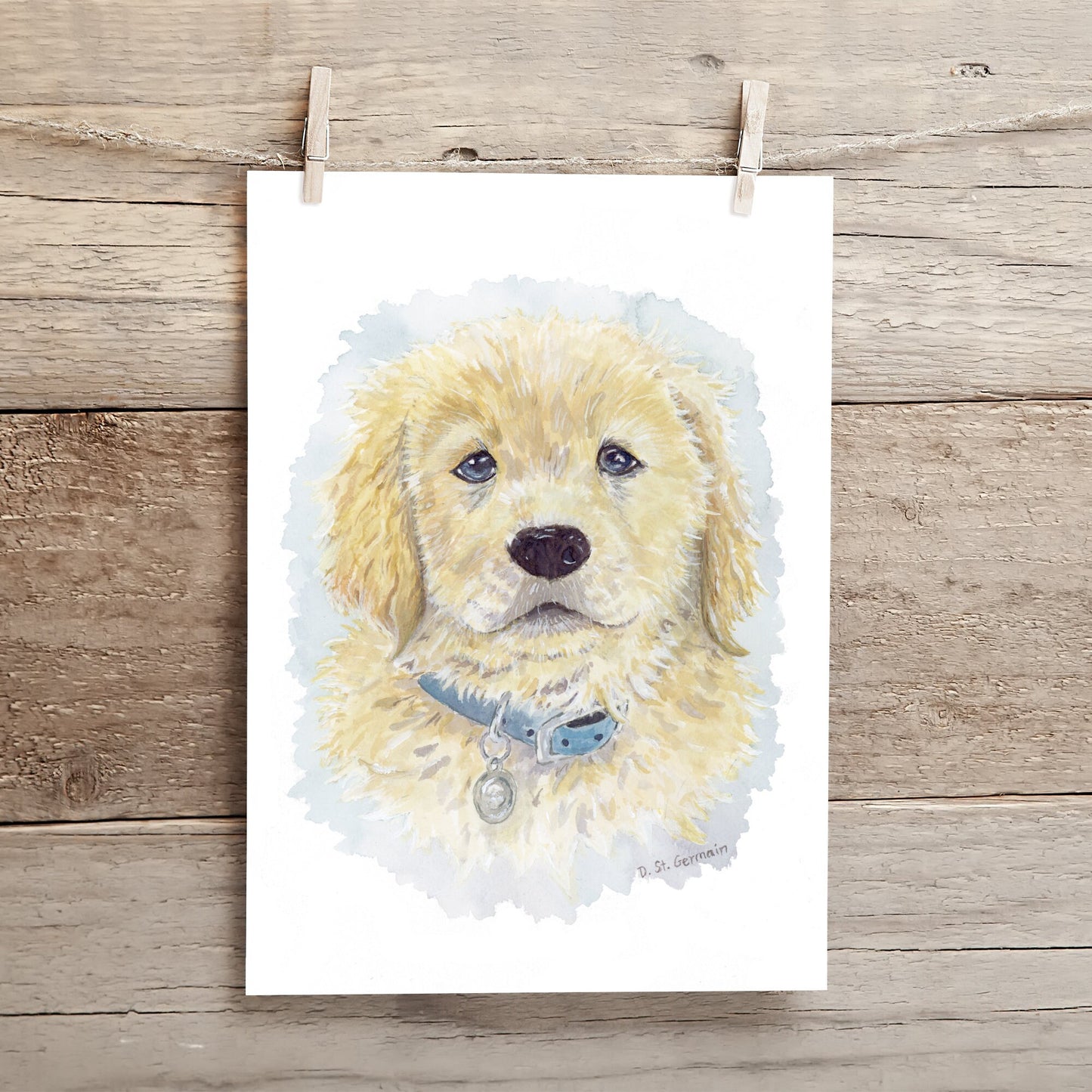 Golden Retriever Puppy Art, Watercolor Print, Art for Dog Lovers